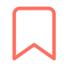 Red bookmark icon on a transparent background