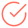 Red check mark icon inside a circle indicating success or confirmation