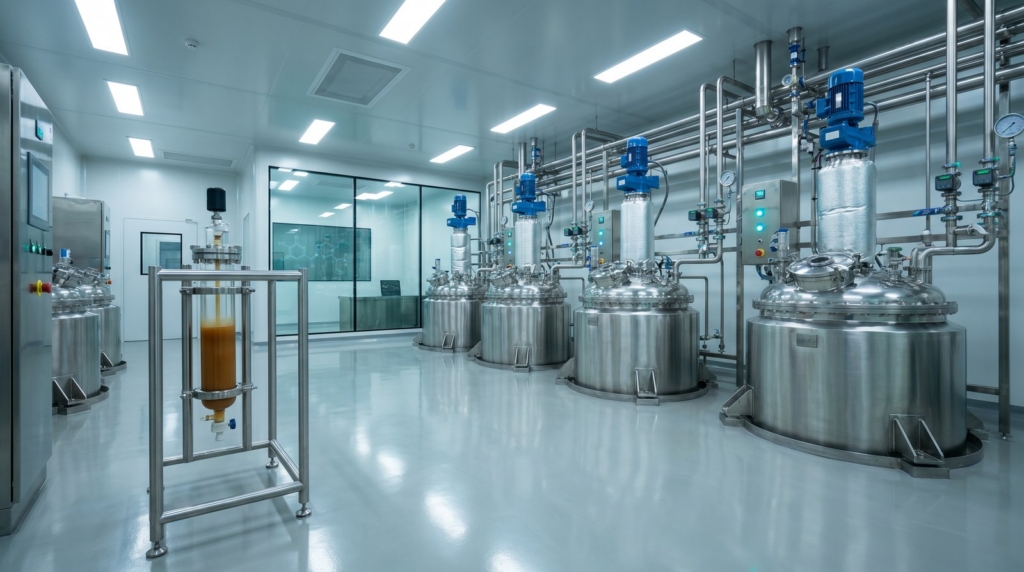 Modern lab where therapeutic peptides are made.