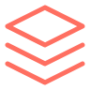 Stacked red squares icon representing layering or organization