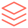 Stacked red squares icon representing layering or organization